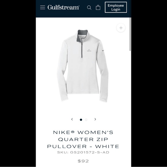 Gulfstream branded Nike Dry-Fit White Quarter-Zip Pullover, Women’s Size M - Picture 3 of 8